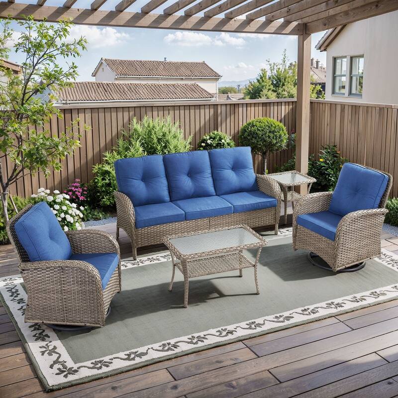 Gymojoy Outdoor Wicker Patio Furniture Sofa Chair Set Weather-Resistant