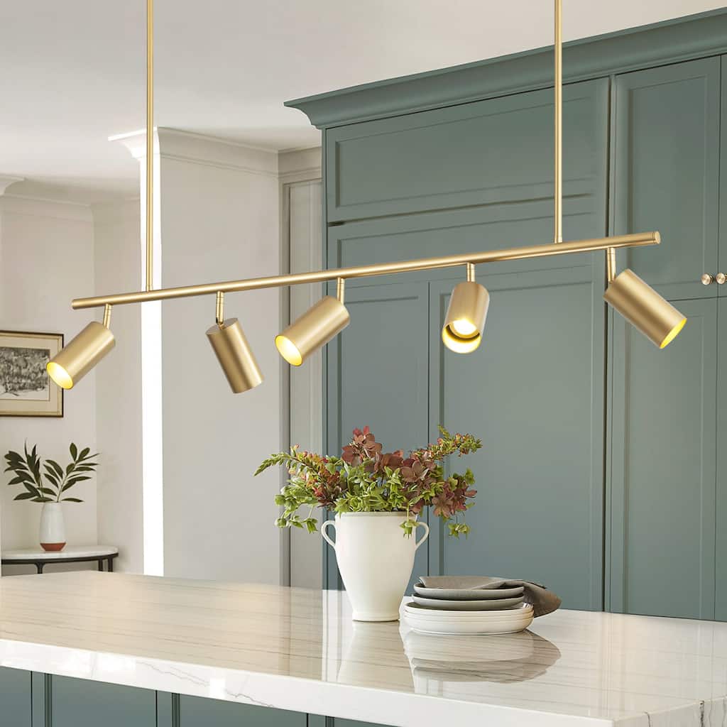 5-Light Industrial Linear Track Lighting Spotlight for Kitchen Island