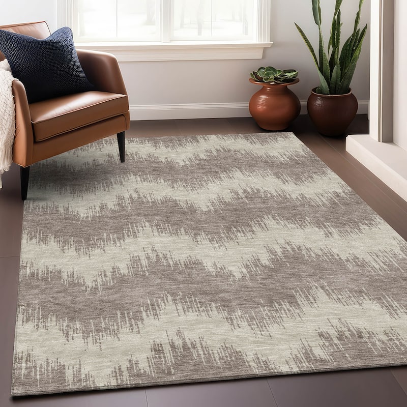 Machine Washable Indoor/ Outdoor Chantille Chevron Modern Rug