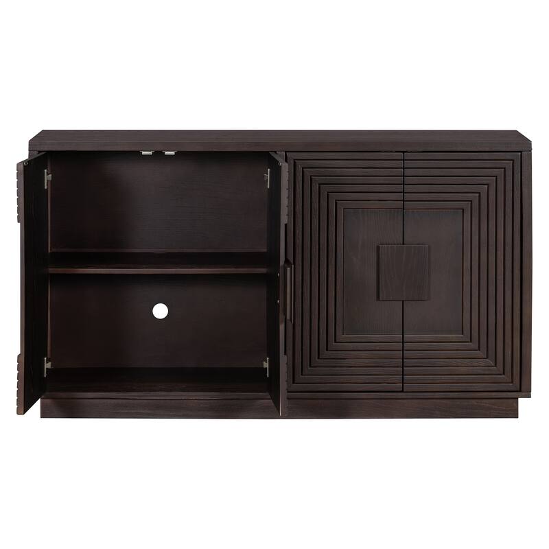Carved Buffet Storage Cabinet Sideboard with Adjustable Shelve, Vintage TV Cabinet Entryway Floor Cabinet Cupboard Console Table