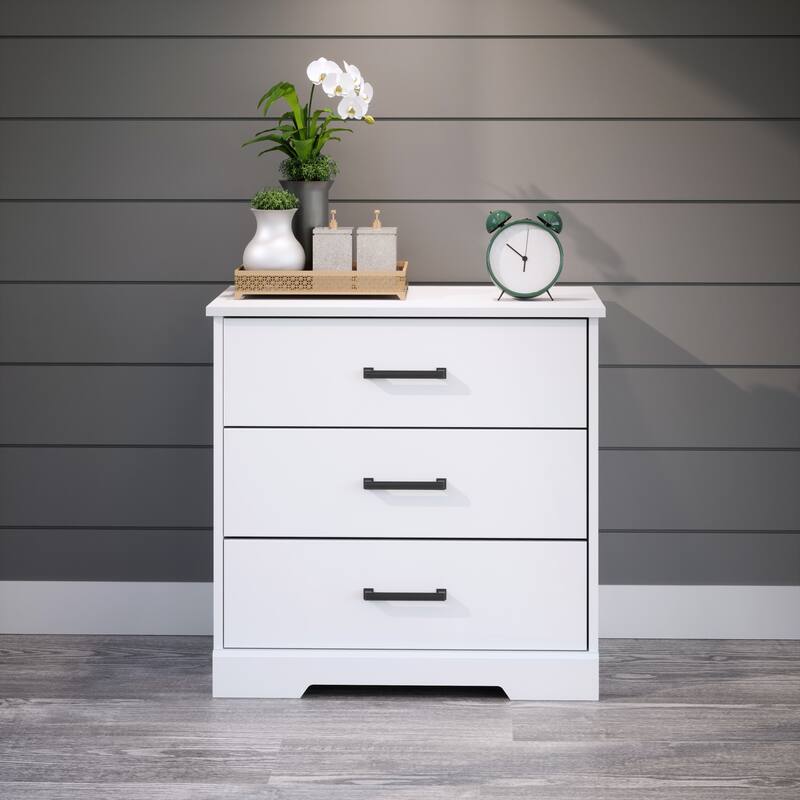 Prepac Rustic Ridge Farmhouse Nightstand Bedside Table, Nightstand for Bedroom, End Table with 3 Drawers