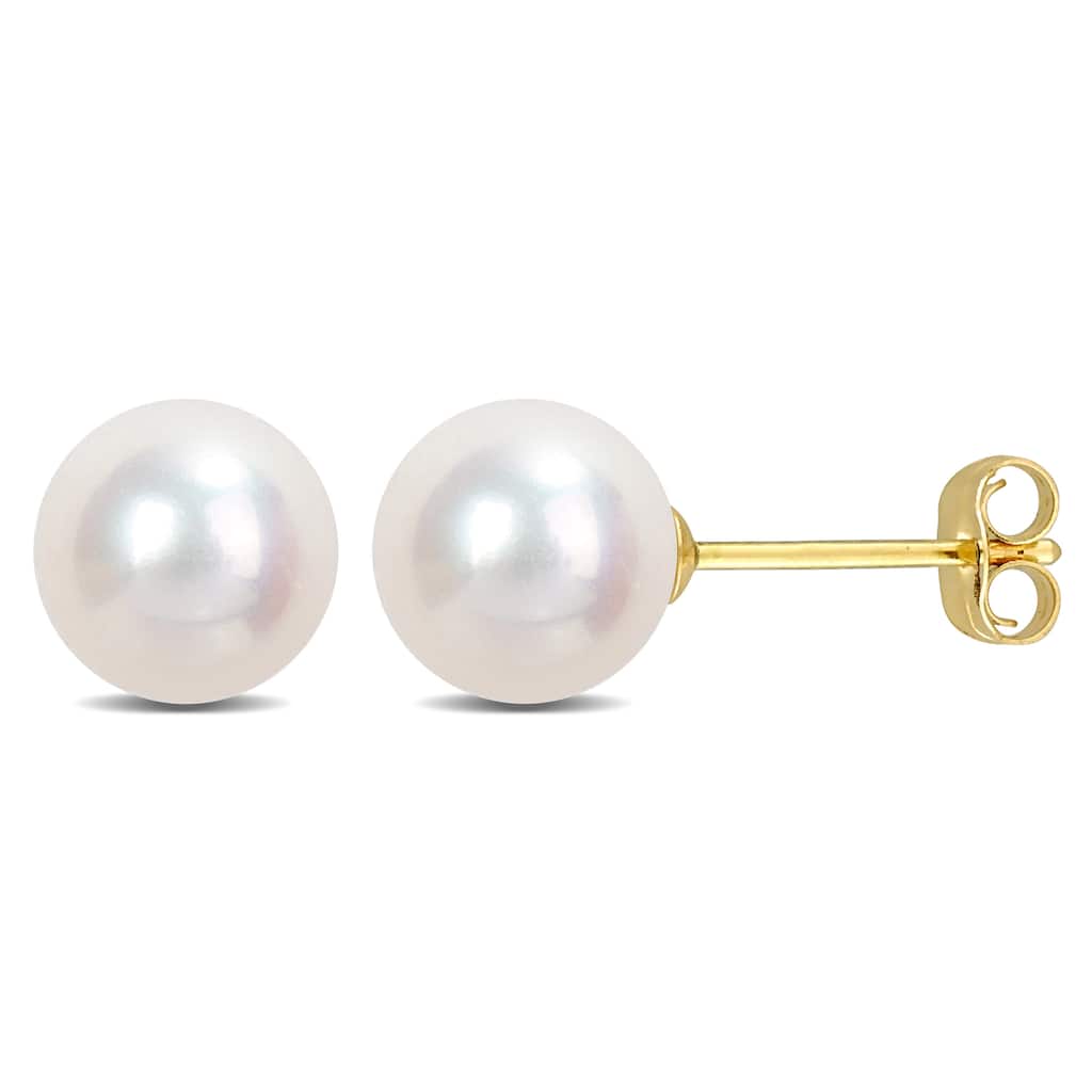 Miadora 7-7.5mm Cultured Freshwater Pearl Stud Earrings 14k Yellow Gold