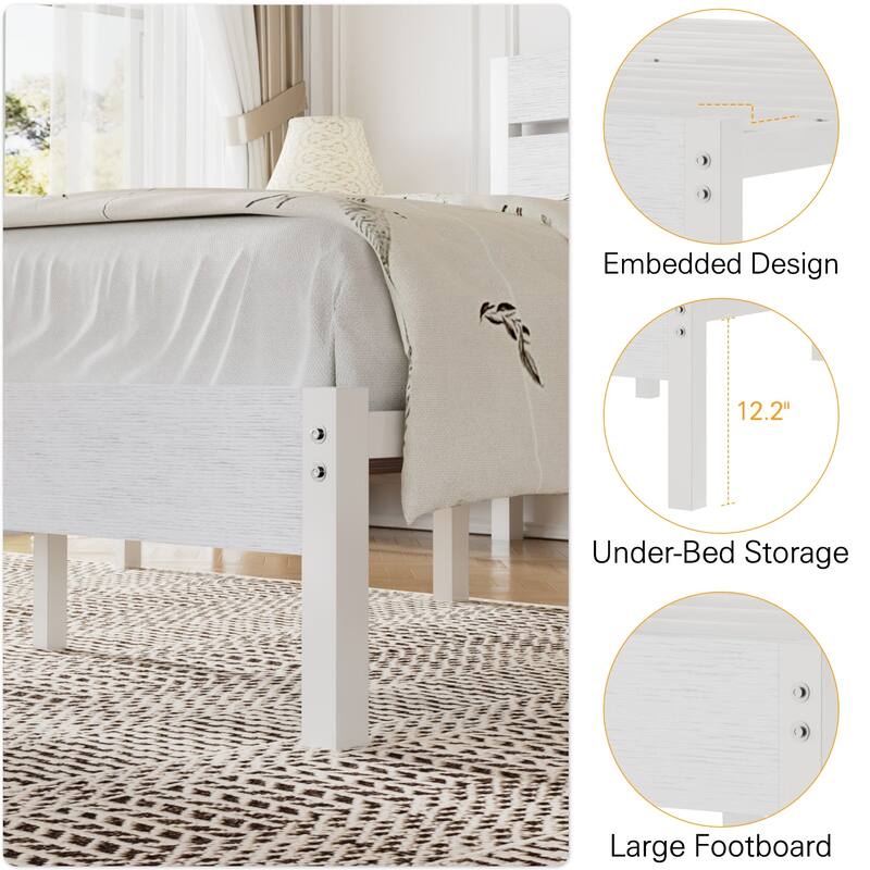 VECELO Industrial Wood Bed Frame with Headboard Twin Size Beds/Full Size Beds/Queen Size Beds