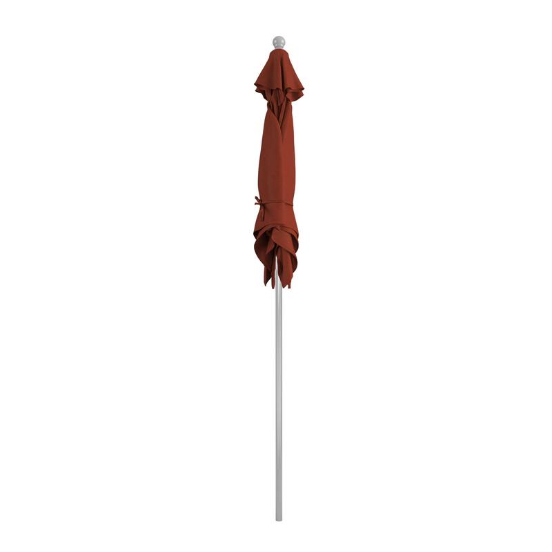 California Umbrella 6' Sq. Aluminum Frame, Fiberglass Rib Patio Umbrella, Push Open, Anodized Sliver Finish, Sunbrella Fabric