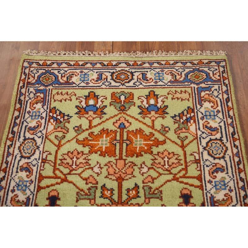 Light Green Oushak Accent Rug Hand-Knotted Wool Carpet - 2'11"x 4'11"