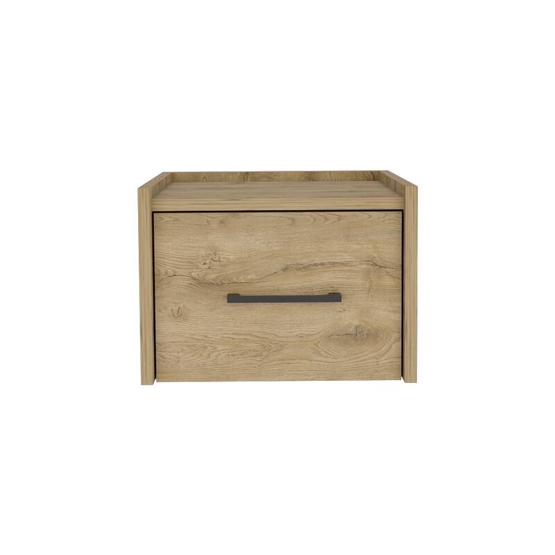 Wall-Mounted Floating Nightstand with Roomy Drawer - Beige