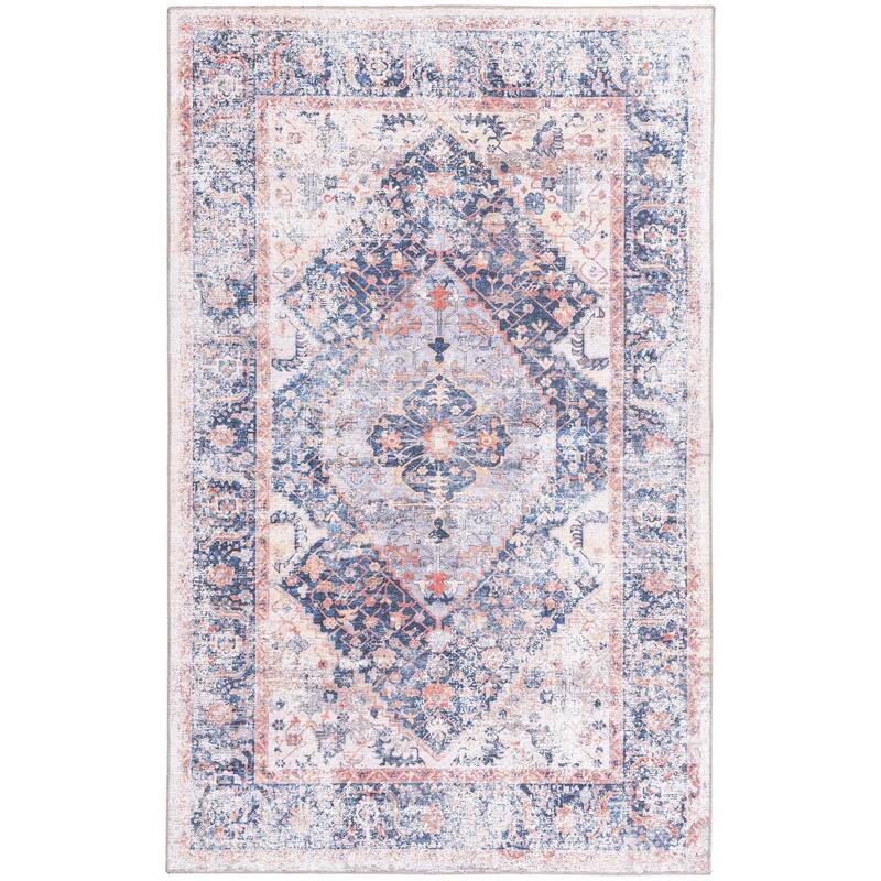 Traditional Tira Collection Area Rug - 5'x8' - Navy Blue