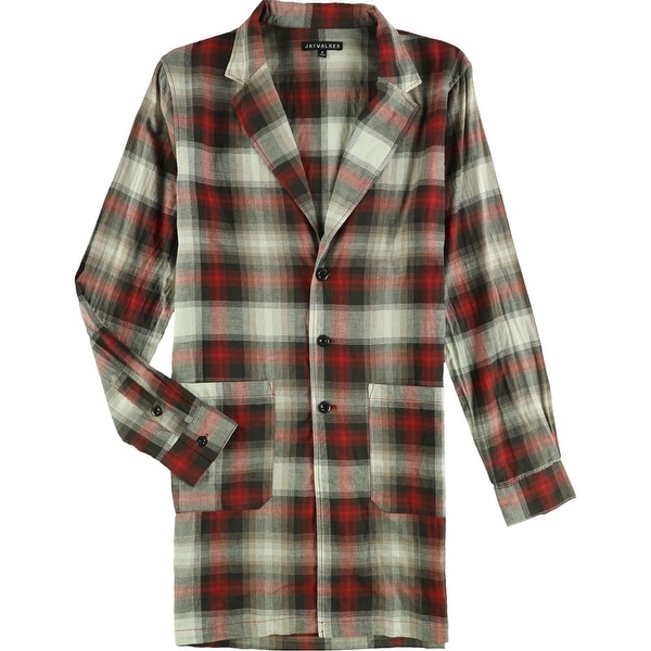 Jaywalker Mens Extended Button Up Shirt, Red, Medium. Opens flyout.
