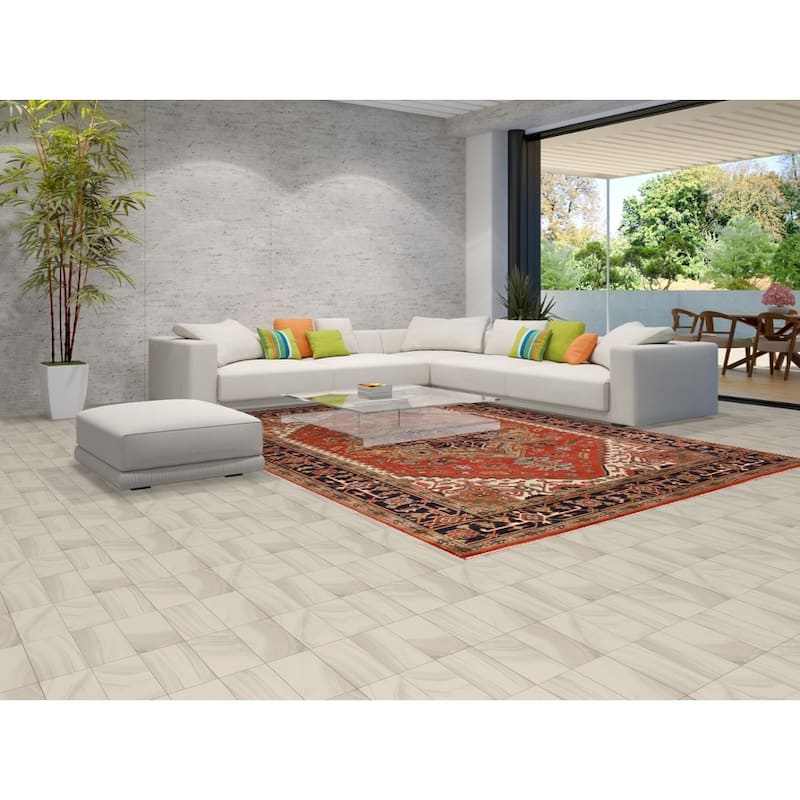 Geometric Heriz Serapi Indian Rug Hand-Knotted Oriental Wool Carpet - 8'11" x 11'11"