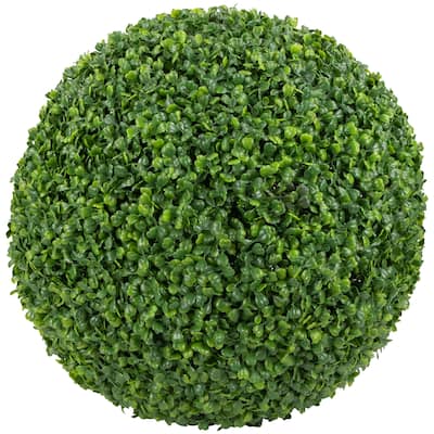 19" Two Tone Green Artificial Boxwood Topiary Ball