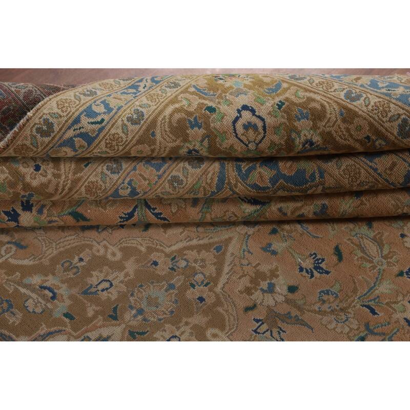 Traditional Mashad Persian Vintage Area Rug Handmade Wool Carpet - 8'1" x 11'5"