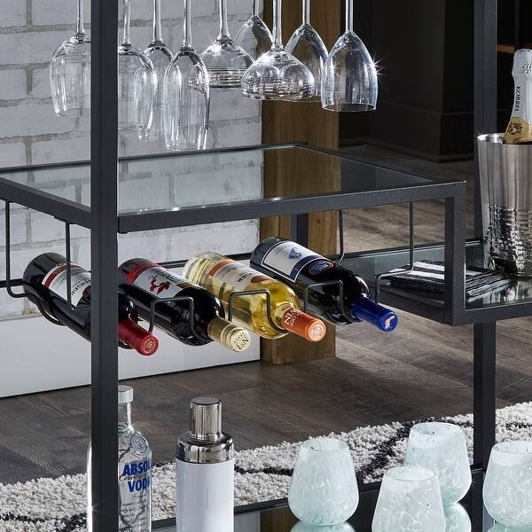 Metropolitan Mirrored Glass Top Metal Bar Cart By Inspire Q Bold On Sale Overstock Black