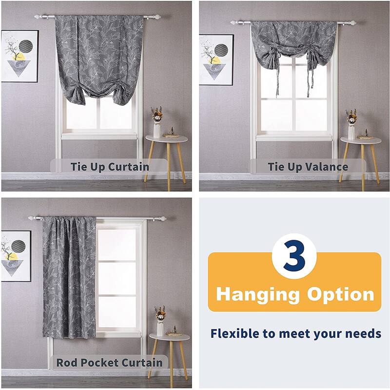 DriftAway Ryan Sketch Floral Branch Leaves Tie Up Curtain