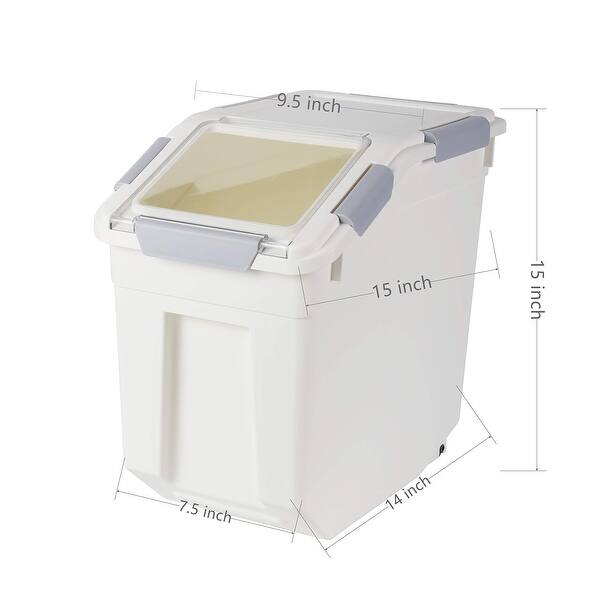 Rice Storage Container 25 lb (15 Liters) with Wheels Seal Locking Lid ...