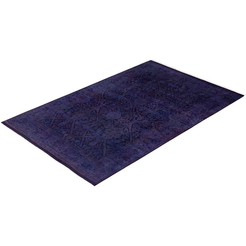 Overdyed One-of-a-Kind Hand-Knotted Area Rug - Purple - 4' 0" x 6' 2"
