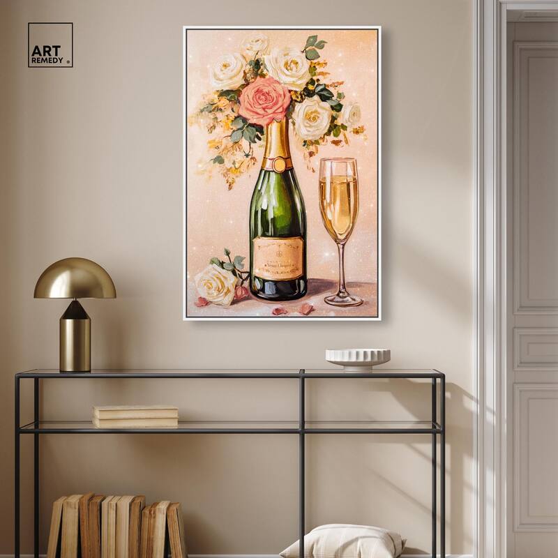 Blooming Champagne Vase Canvas by Art Remedy