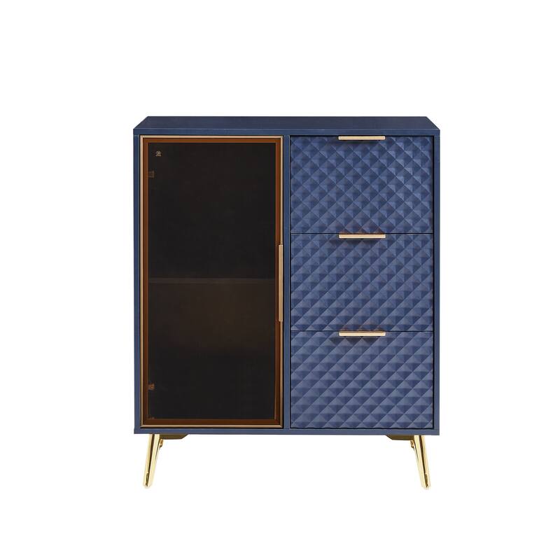 Modern Cabinet with Aluminum Alloy Frame Tempered Glass Doors