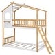 preview thumbnail 5 of 10, Natural Twin over Twin Size Solid Wood Bunk Bed Wood Bed with Roof, Window, Ladder