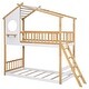 preview thumbnail 7 of 25, Twin Over Twin Bunk Bed Wood Bed with Roof, Window and Ladder