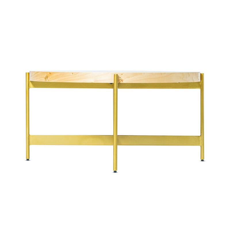 Eliana Round Burl Wood & Metal Coffee Table by Sevita - 36" Diameter x 18" H