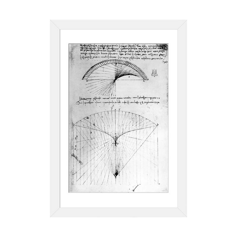 iCanvas "Studies of concave mirrors of constant and parabolic curvatures" by Leonardo da Vinci - White - 24x16x1