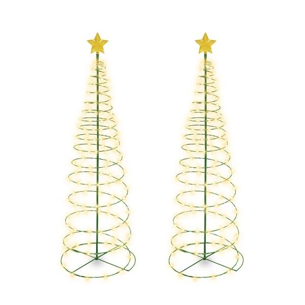 Solar Led Metal Christmas Tree Decoration Light 3 8 Ft Overstock 32576625