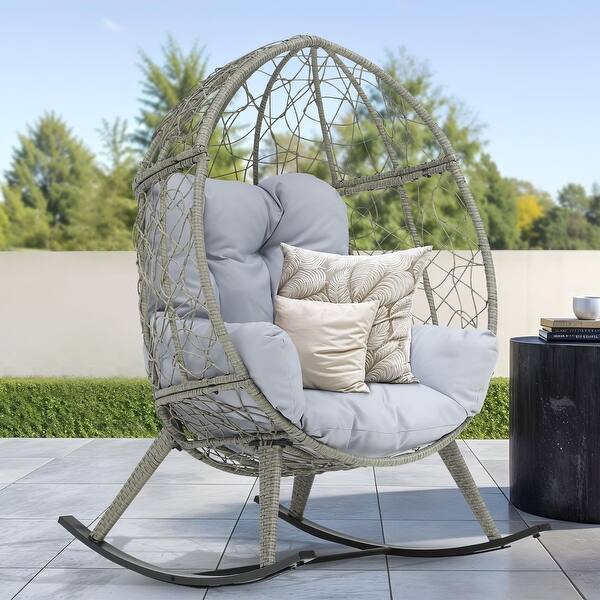 Moasis Cushioned Egg Chair with Rocker, PE Wicker