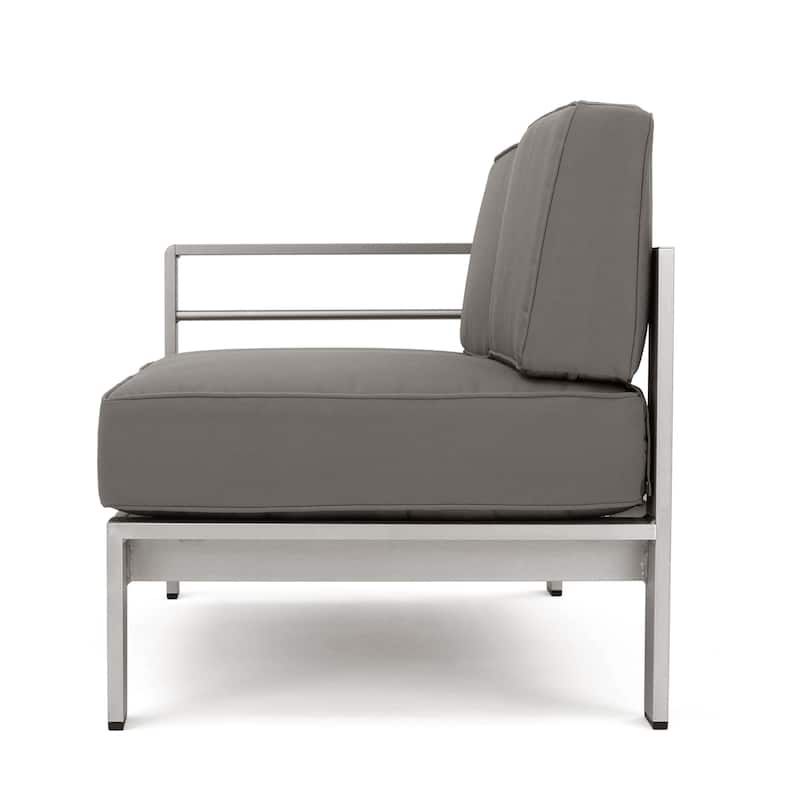 Cape Coral Outdoor 11 Seater Aluminum U-Shaped Sofa Sectional and Table Set by Christopher Knight Home