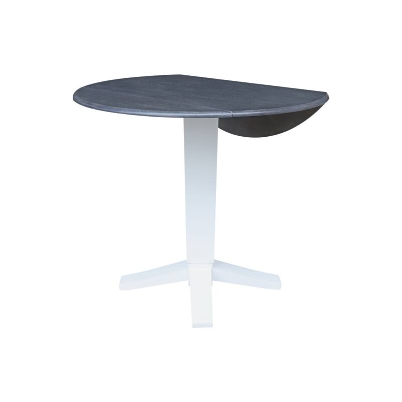 42 in Solid Wood Round Dual Drop Leaf Pedestal Dining Table