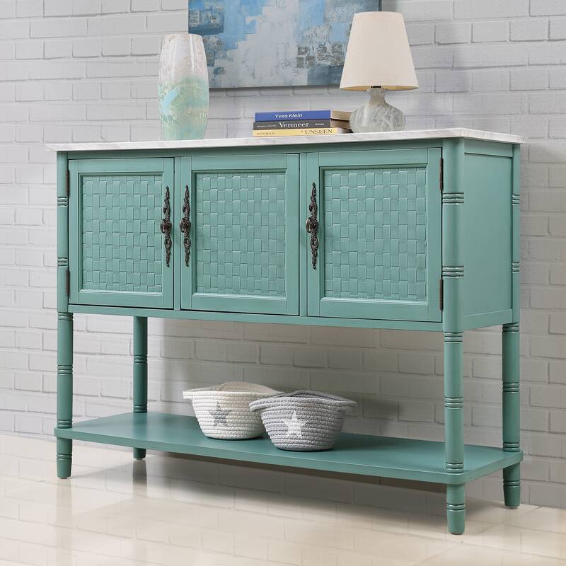 47'' Entryway Table with artificial stone look tabletop(clearance)