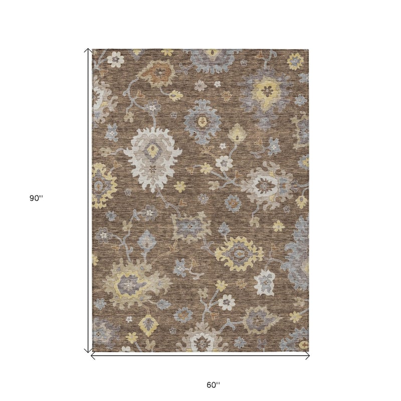 HomeRoots Floral Traditional Rectangle Outdoor Rug