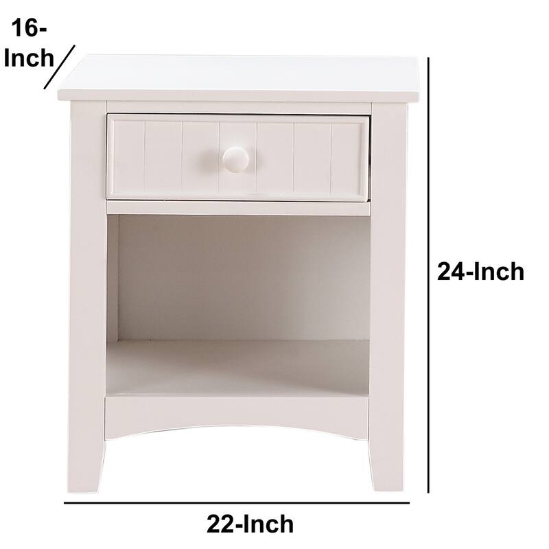 White 1 Drawer 22 in. W Nightstand with Sturdy Hardware and Ample Storage