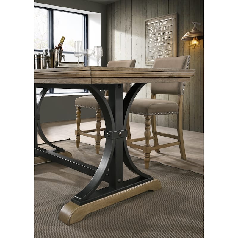 Roundhill Furniture Birmingham 7-piece Driftwood Finish Table with Nail Head Chairs Counter Height Dining Set