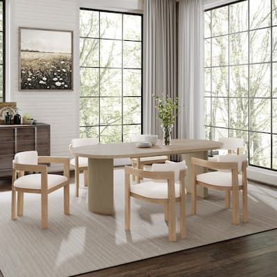 Christopher Knight Home - Lincoln Rubberwood Frame with Upholstered Seat 7 Piece Dining Set