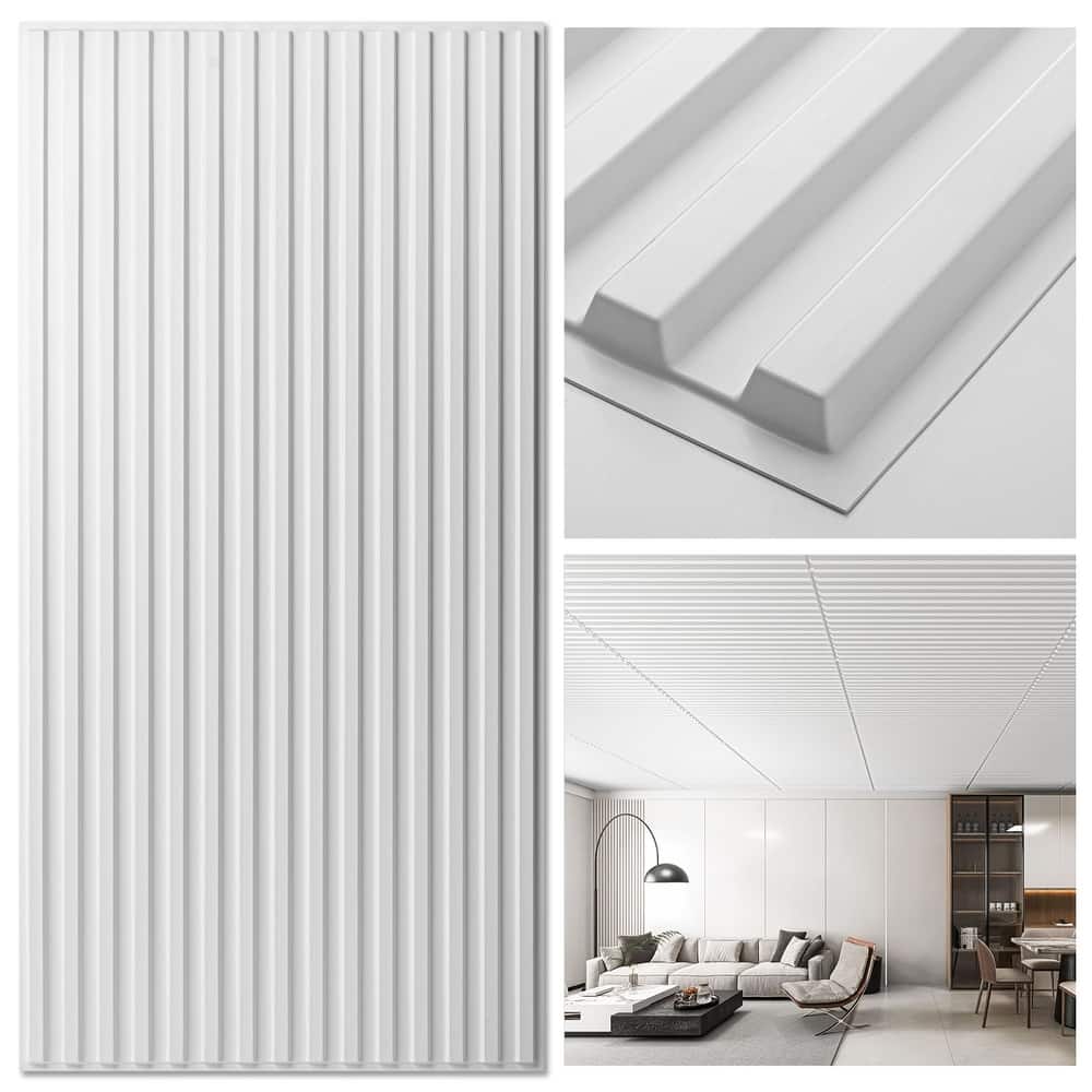 Art3d PVC Drop Ceiling Tiles,Slat Design Wall Panels,2X4 ft,12Pcs