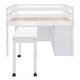 preview thumbnail 105 of 144, Twin/Full Size Low Loft Bed with Retractable Writing Desk and 4 Drawers, Wooden Loft Bedframe w/ Lateral Portable Desk & Shelves