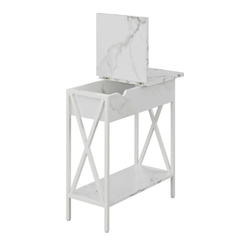 Convenience Concepts Tucson Flip Top End Table with Charging Station and Shelf