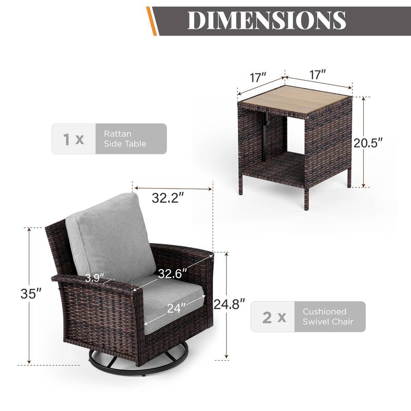 MAISON ARTS 7-Piece Extra-Large Patio Wicker Sofa Conversation Set with Table, Oversize Seat with 5.5'' Thick Padded Cushion