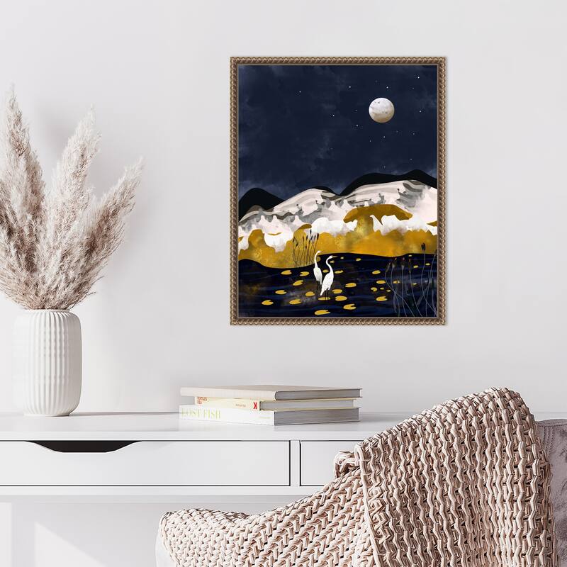 Midnight Lake by Uma Gokhale Framed Canvas Wall Art