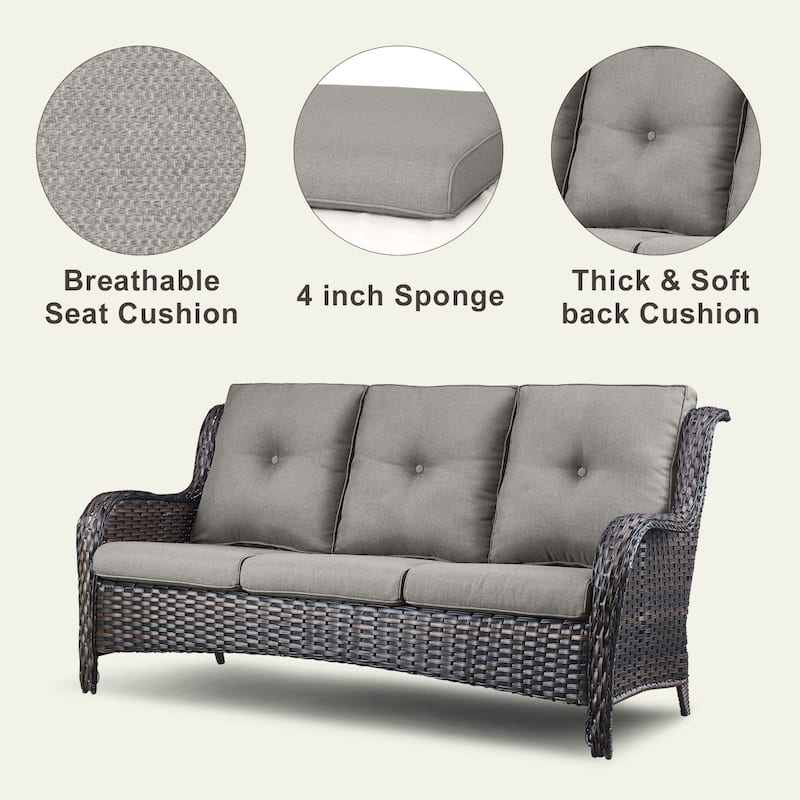 5 Pieces Outdoor Sofa Glider Chair Furniture Set