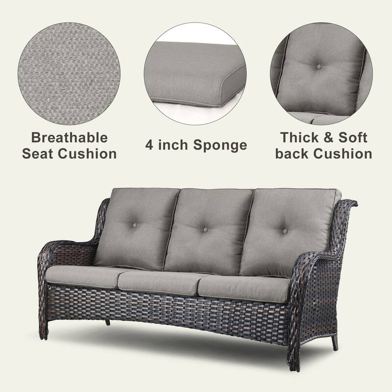 6 Pieces All Weather Wicker Sofa Patio Chair Set