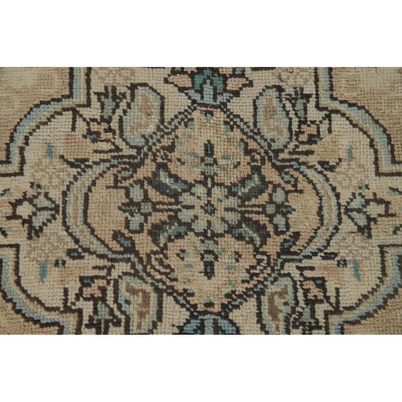 Peach Tabriz Vintage Persian Area Rug Hand-Knotted Wool Carpet - 6'8" x 9'8"