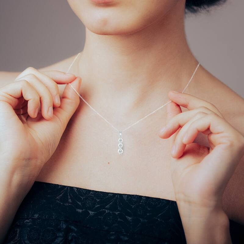 1/2 Carat TW Three Stone Diamond Pendant in 10K White Gold