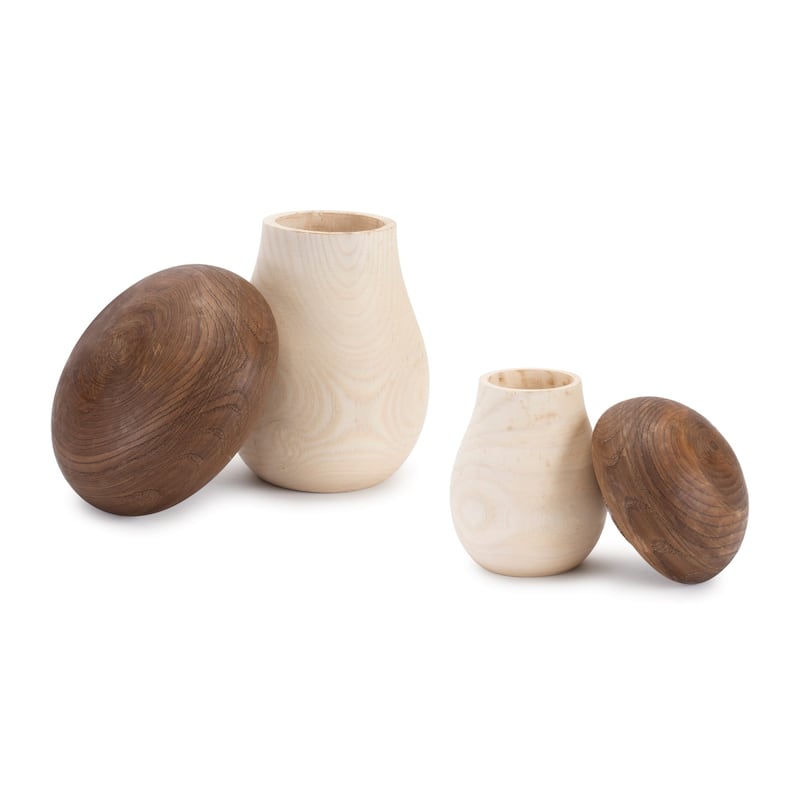 Whimsical Wooden Mushroom Storage Boxes - 6.5" - Set of 2