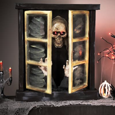29" Lighted and Animated Opening Window Halloween Decoration