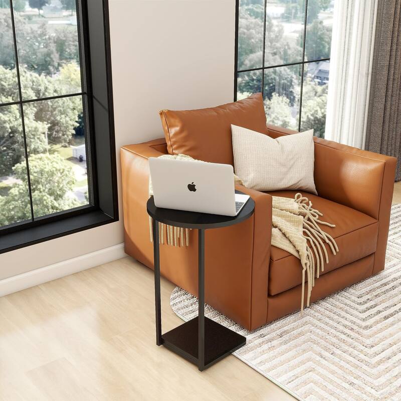 C Table End Table, Couch Table That Slide Under, Sofa Side Table in Living Room, White