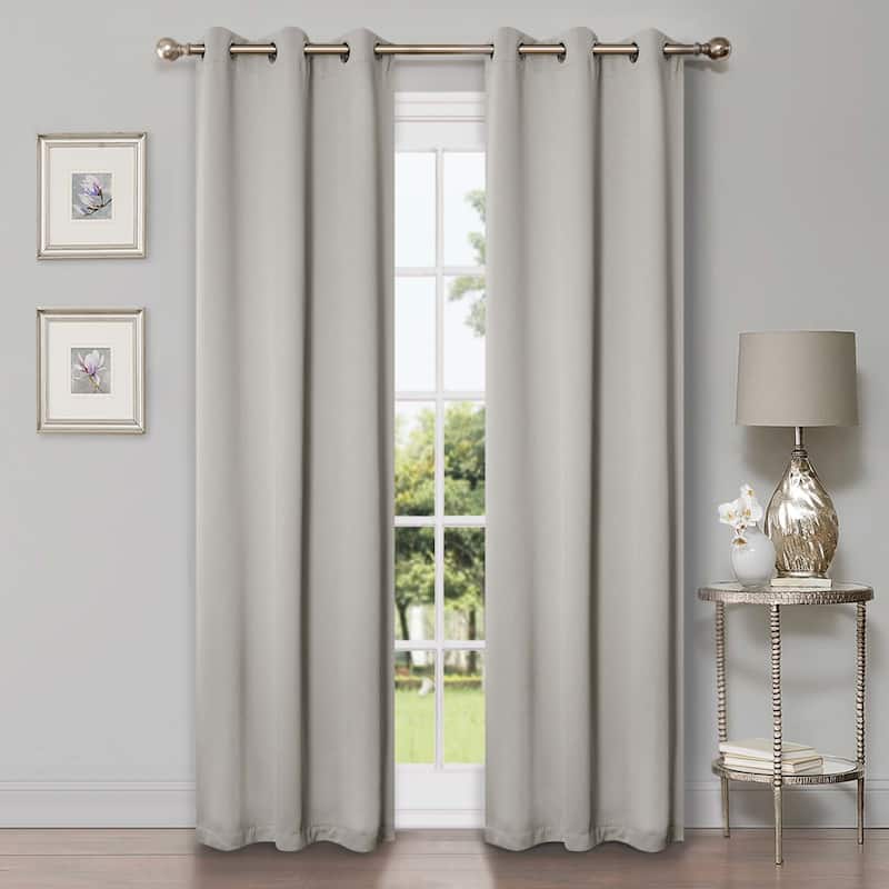Superior Modern Solid Washable Room Darkening Blackout Curtains, Set of 2 Panels - 8PC- 42" x 96" - Chrome