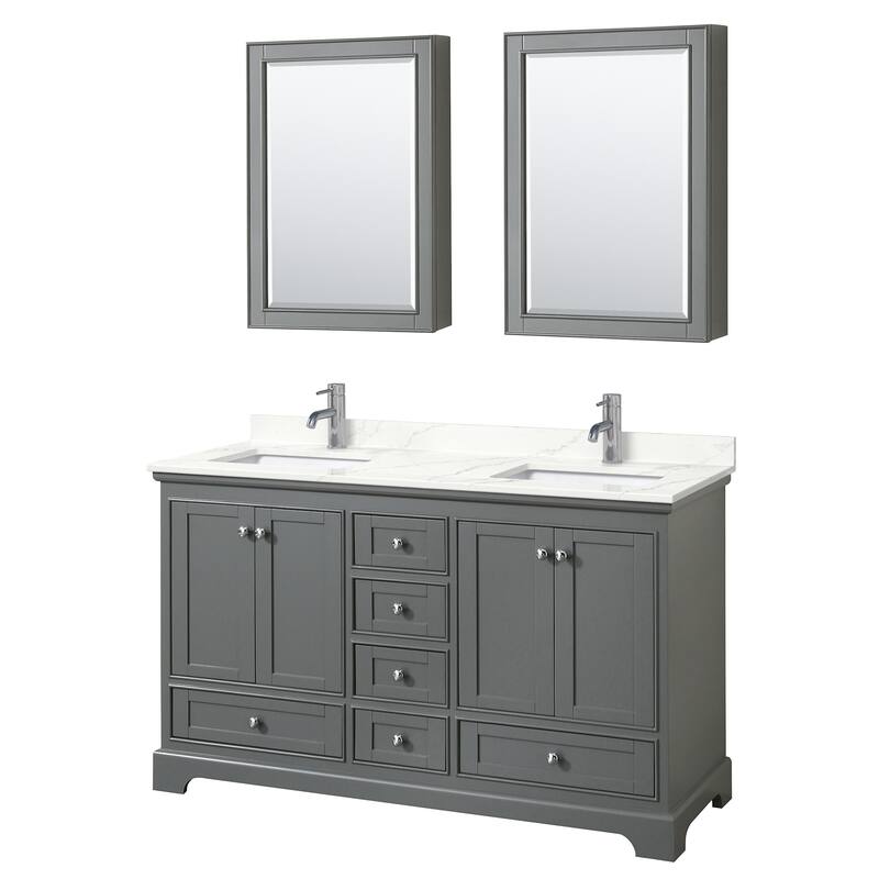 Wyndham Collection WCS202060D-QTZ-UNSMED Deborah 60" Free Standing - Dark Gray / Giotto Quartz Top / Polished Chrome