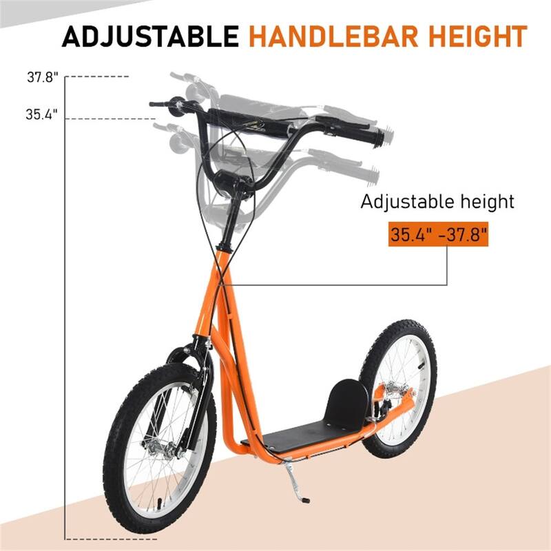 Children’s Ride-On Scooter with Soft Grip Handlebar and Anti-Slip Foot Deck for Outdoor Use - 54.75"L x 22.75"W x 35.5"-37.75"H