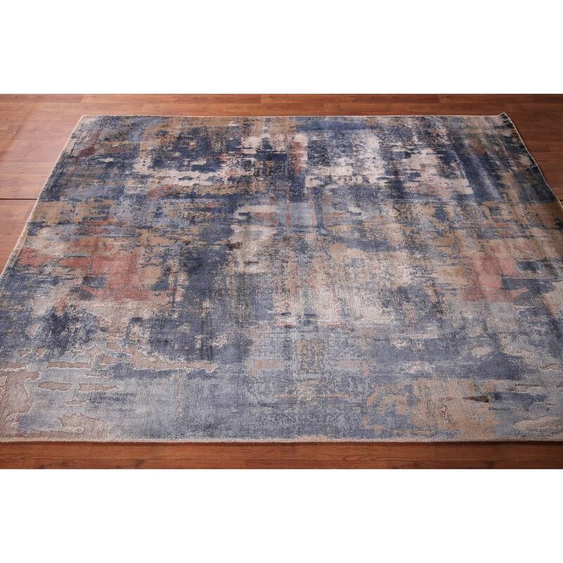 Contemporary Abstract Area Rug Handmade Wool Carpet - 5'4" x 7'6"